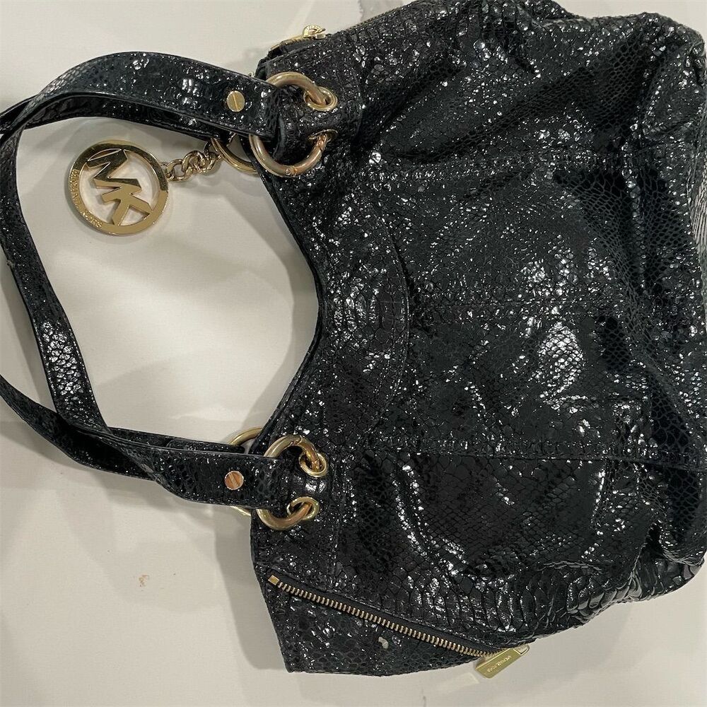 Michael‎ Kors Black python Snakeprint Leather Sho… - image 3